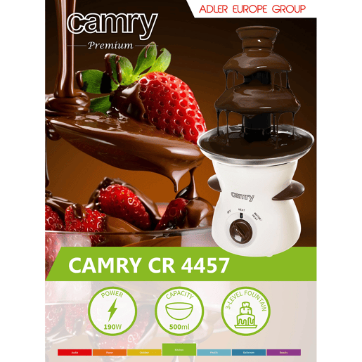 Camry CR 4457 Fonte de Chocolate elétrica cascata de 3 níveis, 60 Cº, 190 , Branco