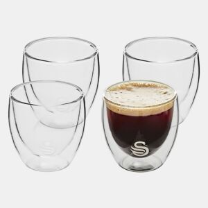 Conjunto de 4 Copos de Parede Dupla 100ml, Vidro de Borossilicato, Vidro Térmico para Café e Chá