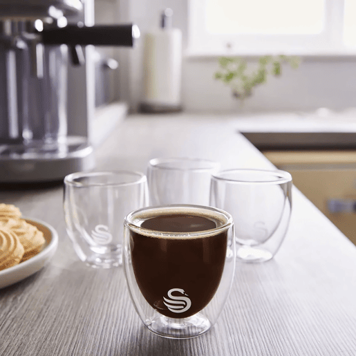 Conjunto de 4 Copos de Parede Dupla 100ml, Vidro de Borossilicato, Vidro Térmico para Café e Chá