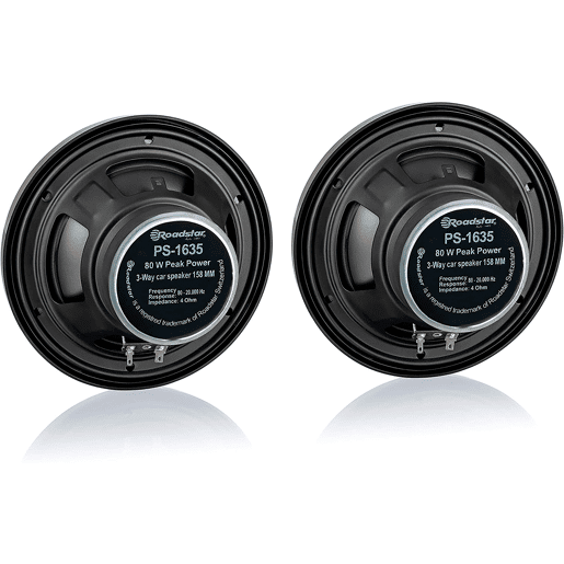 Roadstar PS-1635 Altifalantes de Automóvel 16cm, Coaxial, 3 Way Audio, PMPO 80W, 89Db, 80-20000Hz, 80 , Preto