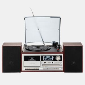 Roadstar HIF-8892D+BT Aparelhagem Hi Fi Gira-discos Rádio DABDAB+FM, Leitor CD-MP3 Cassetete Bluetooth USB  SD, , Madeira