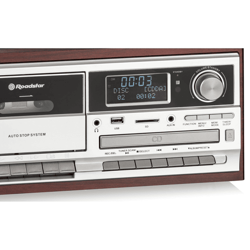 Roadstar HIF-8892D+BT Aparelhagem Hi Fi Gira-discos Rádio DABDAB+FM, Leitor CD-MP3 Cassetete Bluetooth USB SD, , Madeira Roadstar HIF-8892D+BT Aparelhagem Hi Fi Gira-discos Rádio DABDAB+FM, Leitor CD-MP3 Cassetete Bluetooth USB SD, , Madeira