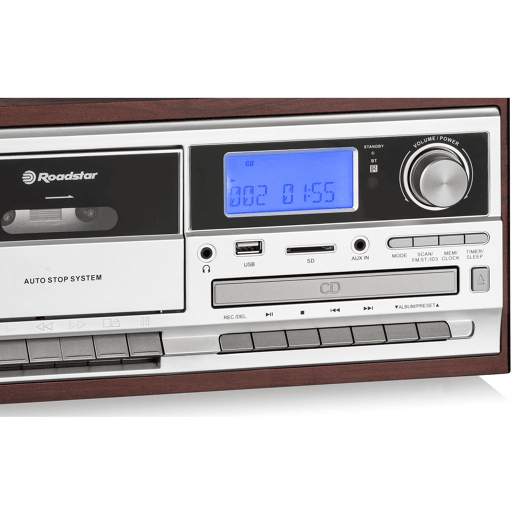 Roadstar HIF-8892EBT Aparelhagem Hi Fi Gira-discos Rádio Digital PLL FM, Leitor CD-MP3 Cassetete Bluetooth USB SD, , Madeira Roadstar HIF-8892EBT Aparelhagem Hi Fi Gira-discos Rádio Digital PLL FM, Leitor CD-MP3 Cassetete Bluetooth USB SD, , Madeira
