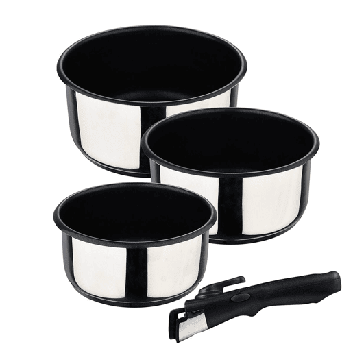 Conjunto de Tachos Bergner Click & Cook Aço inoxidável 3 Peças