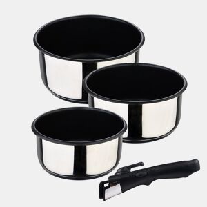 Conjunto de Tachos Bergner Click & Cook Aço inoxidável 3 Peças