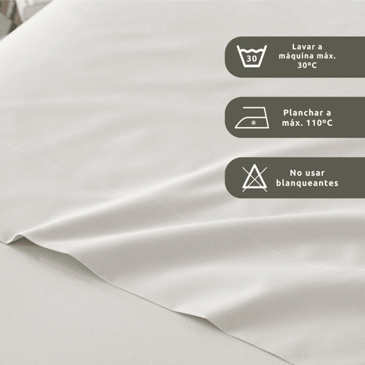 Conjunto de lençóis lisos 3 peças cama 90cm bege extra macio toque Donegal Collections