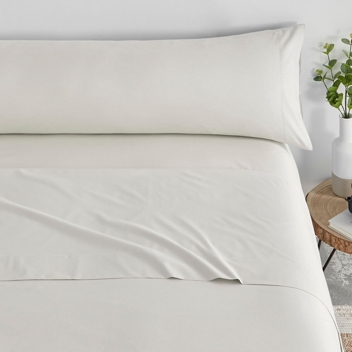 Juego de sábanas liso 3 piezas cama 135cm crudo tacto extrasuave donegal collections