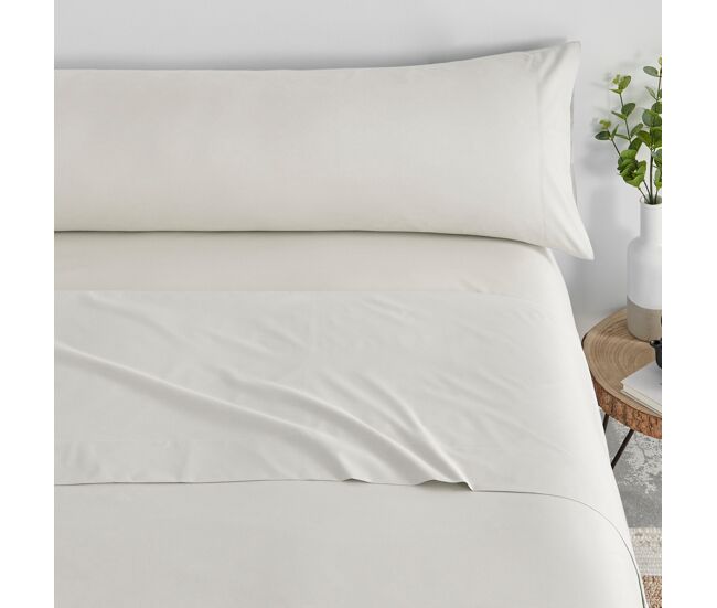 Juego de sábanas liso 3 piezas cama 135cm crudo tacto extrasuave donegal collections