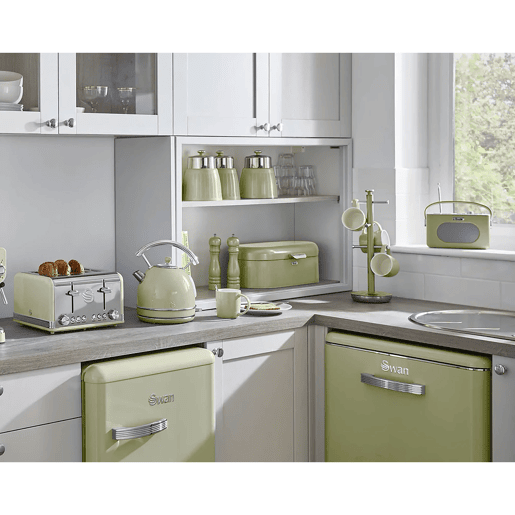SWAN SWKA1024GN Retro Conjunto de 3 Boiões de Cozinha 1,2 L Herméticos para Especiarias, Chá, Café, Vintage, , Verde