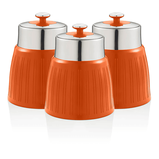 SWAN SWKA1024ON Retro Conjunto de 3 Boiões de Cozinha 1,2 L Herméticos para Especiarias, Chá, Café, Vintage, , Laranja