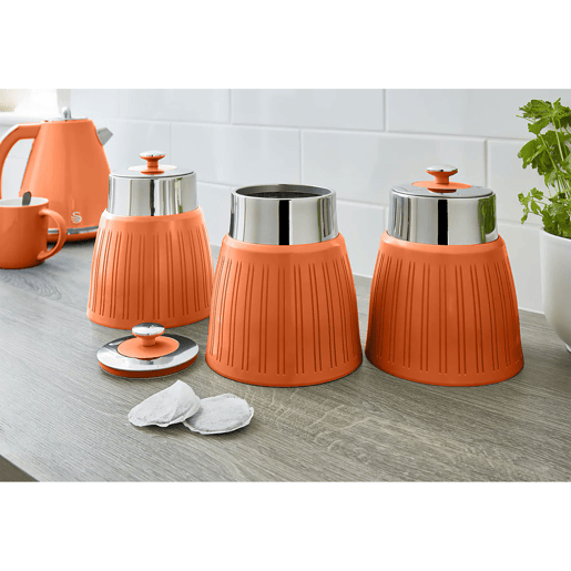 SWAN SWKA1024ON Retro Conjunto de 3 Boiões de Cozinha 1,2 L Herméticos para Especiarias, Chá, Café, Vintage, , Laranja