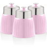SWAN SWKA1024PN Retro Conjunto de 3 Boiões de Cozinha 1,2 L Herméticos para Especiarias, Chá, Café, Vintage, , Cor de rosa
