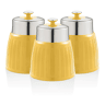 SWAN SWKA1024YELN Retro Conjunto de 3 Boiões de Cozinha 1,2 L Herméticos para Especiarias, Chá, Café, Vintage, , Amarelo