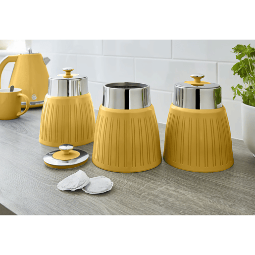 SWAN SWKA1024YELN Retro Conjunto de 3 Boiões de Cozinha 1,2 L Herméticos para Especiarias, Chá, Café, Vintage, , Amarelo