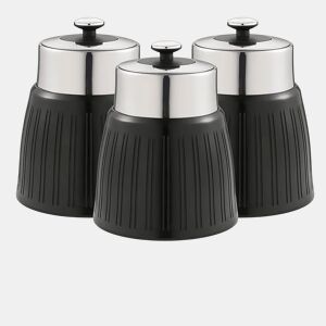 SWAN SWKA1024BN Retro Conjunto de 3 Boiões de Cozinha 1,2 L Herméticos para Especiarias, Chá, Café, Vintage, , Preto