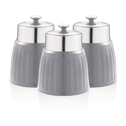 SWAN SWKA1024GRN Retro Conjunto de 3 Boiões de Cozinha 1,2 L Herméticos para Especiarias, Chá, Café, Vintage, , Cinza