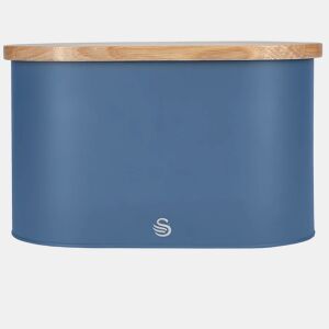 SWAN Nordic Nordic Paneira Com Tampa - Tábua de Corte de Bambu, Contentor de Aço Carbono para Pão, Moderno, , Azul