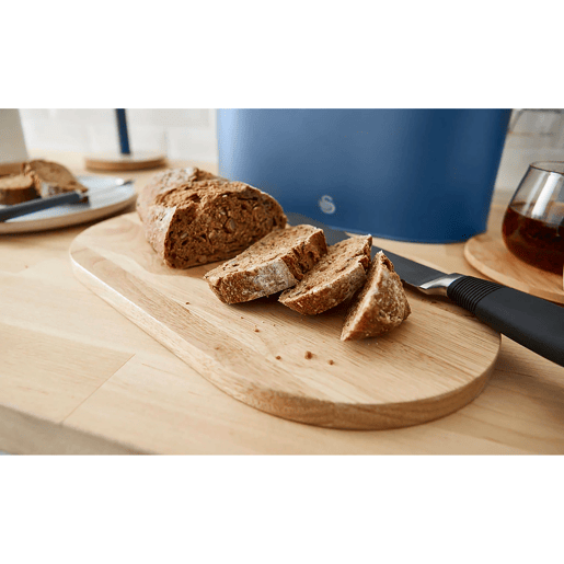 SWAN Nordic Nordic Paneira Com Tampa - Tábua de Corte de Bambu, Contentor de Aço Carbono para Pão, Moderno, , Azul