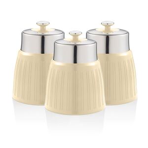 SWAN SWKA1024CN Retro Conjunto de 3 Boiões de Cozinha 1,2 L Herméticos para Especiarias, Chá, Café, Vintage, , Creme