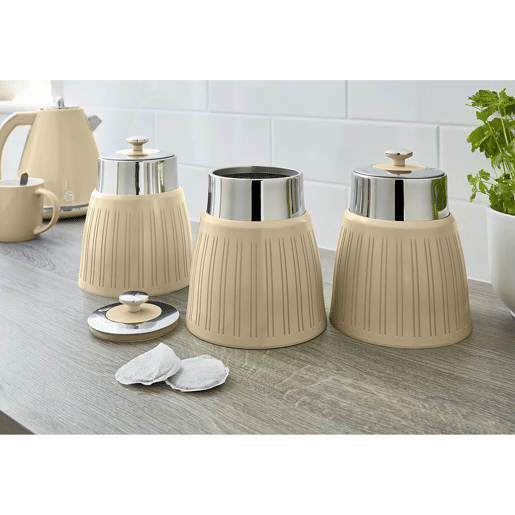 SWAN SWKA1024CN Retro Conjunto de 3 Boiões de Cozinha 1,2 L Herméticos para Especiarias, Chá, Café, Vintage, , Creme