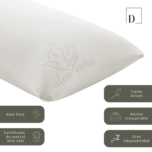 Travesseiro de espuma viscoelástica Flakes Capa de aloe vera 105 cm Donegal Collections