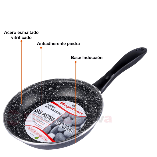 Magefesa K2 Gransasso Set 3 Frigideiras 20-24-28 cm, Indução, PFOA-Free Antiaderente STONE Aço Vitrificado, , Cinza