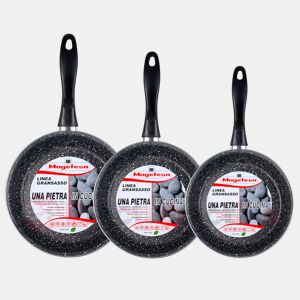 Magefesa K2 Gransasso Set 3 Frigideiras 18-20-24cm, Indução, PFOA-Free Antiaderente STONE Aço Vitrificado, , Cinza