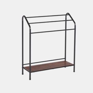 Toalheiro com prateleira MURIVA Metal Preto
