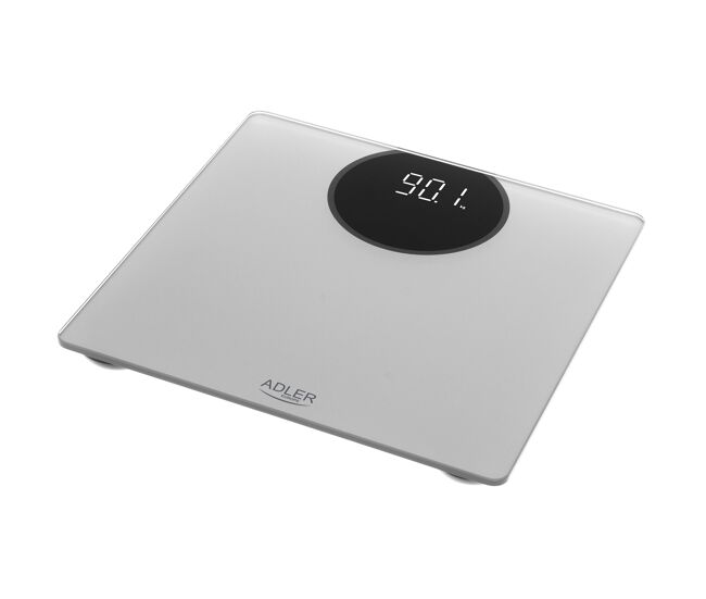 Adler ad8175 báscula de baño digital alta precisión 180kg, pantalla led apagado automático, vidrio templado, , plata