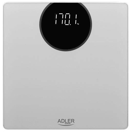Adler AD8175 Balança de Casa de Banho Digital, Alta Precisão 180Kg, Visor LED, Desligar Automático, , Prata