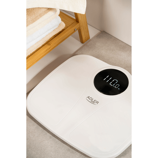 Adler AD8172W Balança de Casa de Banho Digital, Alta Precisão 180Kg, Visor LED, Desligar Automático, , Branco