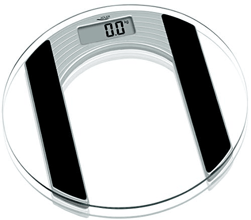 Adler AD8122 Balança de banho digital de vidro, redonda, ecrã LCD, de alta precisão, 150Kg, , Transparente