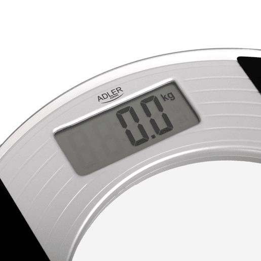 Adler AD8122 Balança de banho digital de vidro, redonda, ecrã LCD, de alta precisão, 150Kg, , Transparente