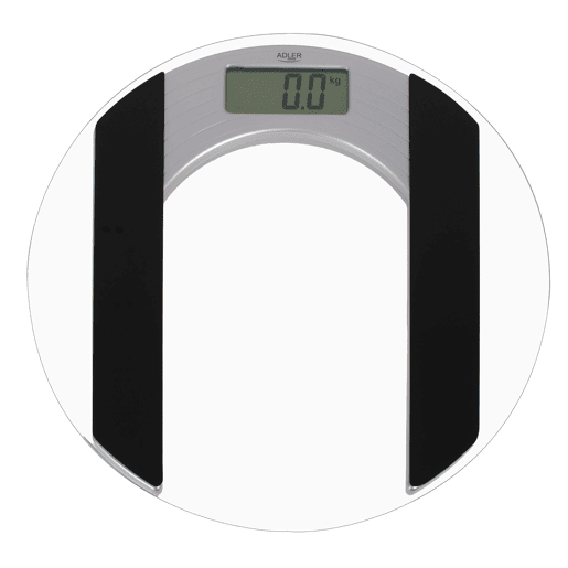 Adler AD8122 Balança de banho digital de vidro, redonda, ecrã LCD, de alta precisão, 150Kg, , Transparente