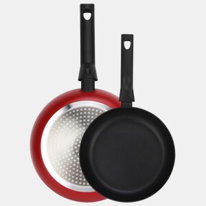 FAGOR Nela Rouge Conjunto de 2 Frigideiras Indução 20-24 cm, Alumínio, Antiaderente Ecológico PFOA Livre, , Vermelho