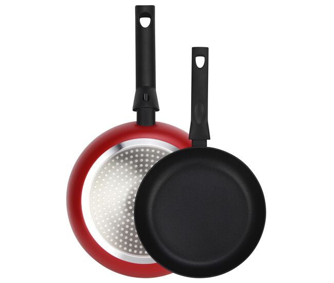 Fagor nela rouge set juego sartenes 20-24 cm inducción aluminio extra grueso antiadherente ecológico sin pfoa, , rojo