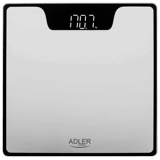 Adler AD8174S Balança de Casa de Banho Digital, Alta Precisão 180Kg, Visor LED, Desligar Automático, , Prata
