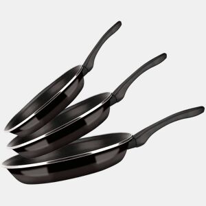 FAGOR Optimax Conjunto de 3 Frigideiras Indução 20-24-28 cm, Aço Esmaltado, Antiaderente Ecológico PFOA Livre, , Preto