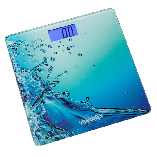 Mesko MS8156 Balança de Casa de Banho Digital, Alta precisão Design Exclusivo, Display LCD, 150Kg, Vidro Temperado, , Azul
