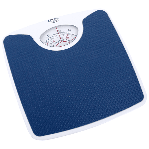 Adler AD8151B Balança mecânica de casa de banho, 130 Kg, Alta precisão, superfície antiderrapante, , Branco azul