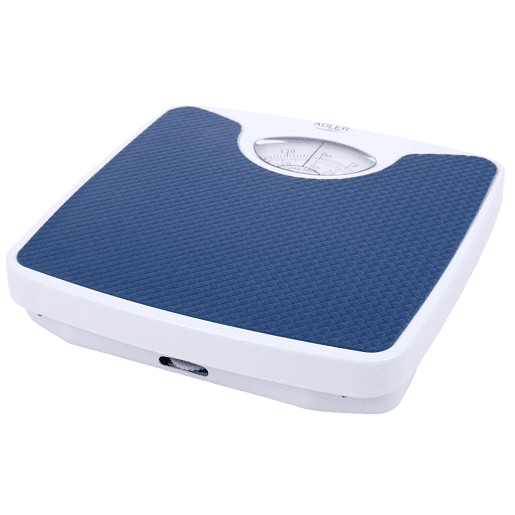 Adler AD8151B Balança mecânica de casa de banho, 130 Kg, Alta precisão, superfície antiderrapante, , Branco azul