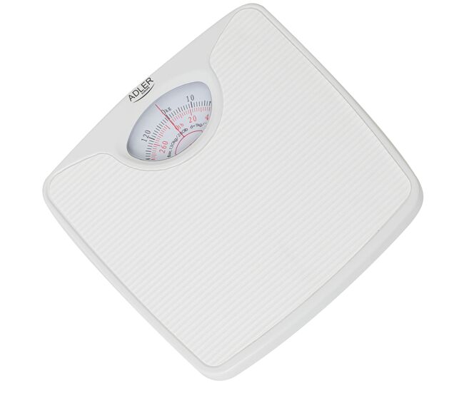 Adler ad8151w báscula analógica de baño, precisión, mecánica, medición hasta 130 kg, sin pilas, fácil uso, , blanco