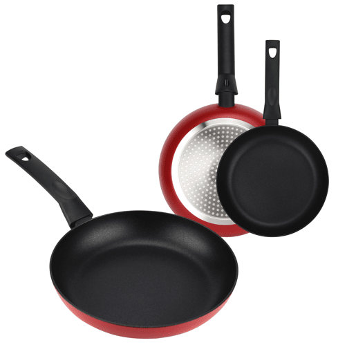 FAGOR Nela Rouge Conjunto de 2 Frigideiras Indução 20-24-28 cm, Alumínio, Antiaderente Ecológico PFOA Livre, , Vermelho