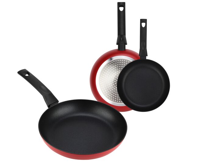 Fagor nela rouge set juego sartenes 20-24-28 cm inducción aluminio extragrueso antiadherente ecológico sin pfoa, , rojo