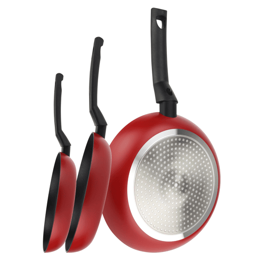 FAGOR Nela Rouge Conjunto de 2 Frigideiras Indução 20-24-28 cm, Alumínio, Antiaderente Ecológico PFOA Livre, , Vermelho