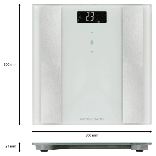 Proficare PW 3007 Balança Digital Banho Analise Corporal Peso 8 Funções, Superficie em Vidro, , Branco