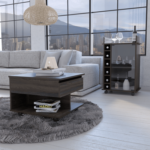 Conjunto de lounge de Riverside, barra + mesa central de elevação