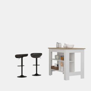 Conjunto de cozinha de Caledon, ilha de cozinha + módulo de parede superior