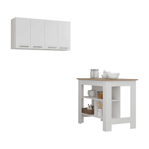 Conjunto de cozinha de Caledon, ilha de cozinha + módulo de parede superior Conjunto de cozinha de Caledon, ilha de cozinha + módulo de parede superior