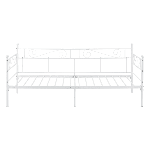 Cama individual Kreava com Apoio de cabeça e pés para e colchão metálico 90x200 cm- Branco en.casa